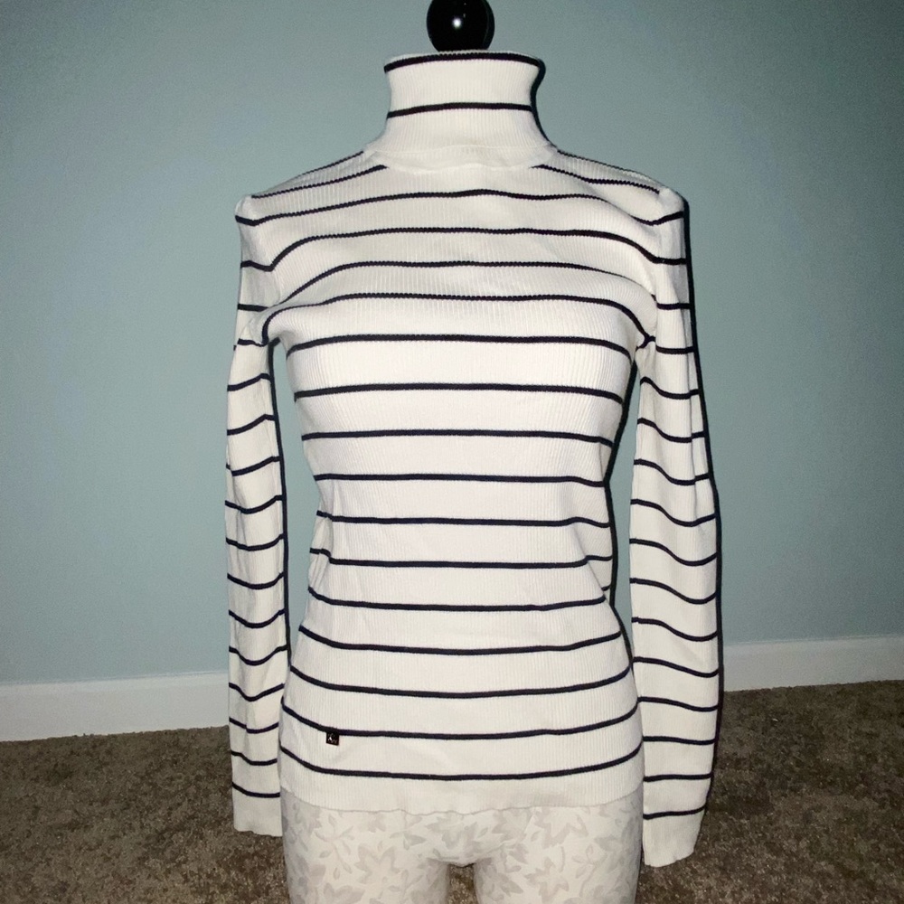 Vintage Ralph Lauren Long Sleeve Striped Turtle Neck Women's Large